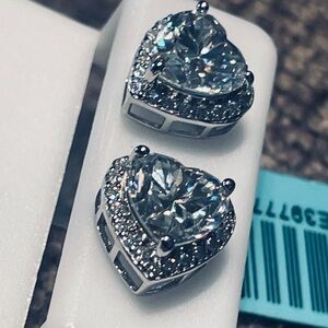 Elegant Silver Heart Stud Earrings